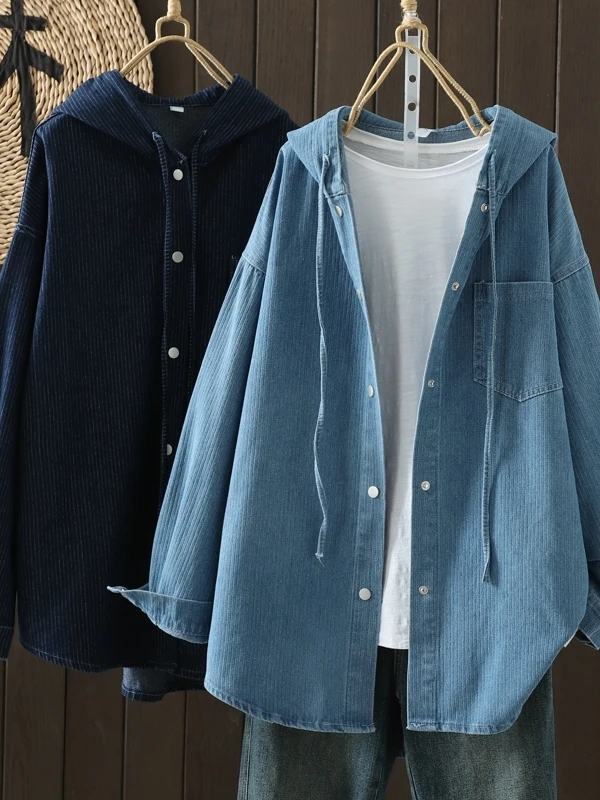 Свободный женский джинсовый топ с капюшоном Lazy Sle, большие размеры, универсальный маленький топ для похудения, модный длинный топ с застежкой на пуговицы
Свободный женский джинсовый топ с капюшоном Lazy Sle, большие размеры, универсальный маленький топ для похудения, модный длинный топ с застежкой на пуговицы