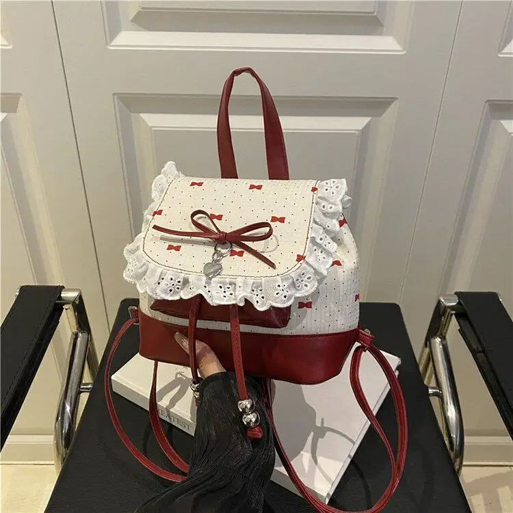 Fashion Lace Trim Butterfly Knot Backpack Polka Dot Sweet Bow Mini Backpack Lightweight Small Book Bag Women
Fashion Lace Trim Butterfly Knot Backpack Polka Dot Sweet Bow Mini Backpack Lightweight Small Book Bag Women