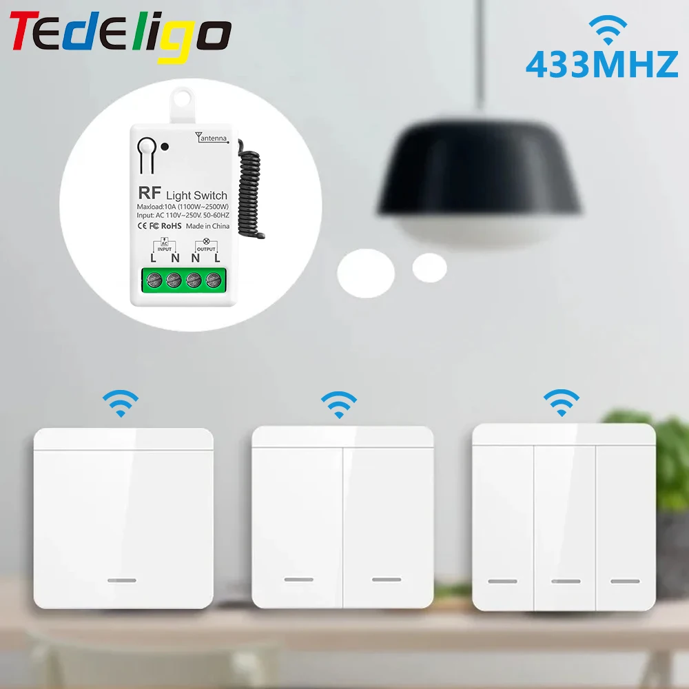 Wireless Light Switch Receiver RF 433MHz Remote Control Light 1/2/3 Gang Wall Panel Switch for LED Light Bulb Chandelier 10A
Wireless Light Switch Receiver RF 433MHz Remote Control Light 1/2/3 Gang Wall Panel Switch for LED Light Bulb Chandelier 10A