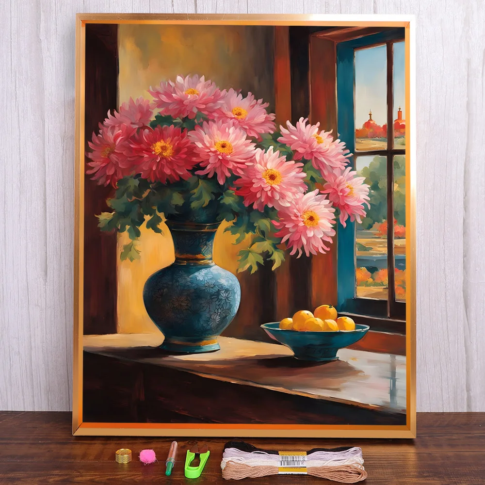 Still Life Flower Printed Fabric Cross Stitch Full Kit DIY Embroidery Needlework Handicraft Sewing Craft Jewelry Counted Mulina
Still Life Flower Printed Fabric Cross Stitch Full Kit DIY Embroidery Needlework Handicraft Sewing Craft Jewelry Counted Mulina