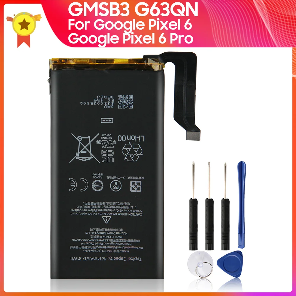 Replacement Battery G63QN GLU7G GMSB3 for Google Pixel 6 Pro Pixel 6A Google Pixel 6 Phone Battery + Tools
Replacement Battery G63QN GLU7G GMSB3 for Google Pixel 6 Pro Pixel 6A Google Pixel 6 Phone Battery + Tools