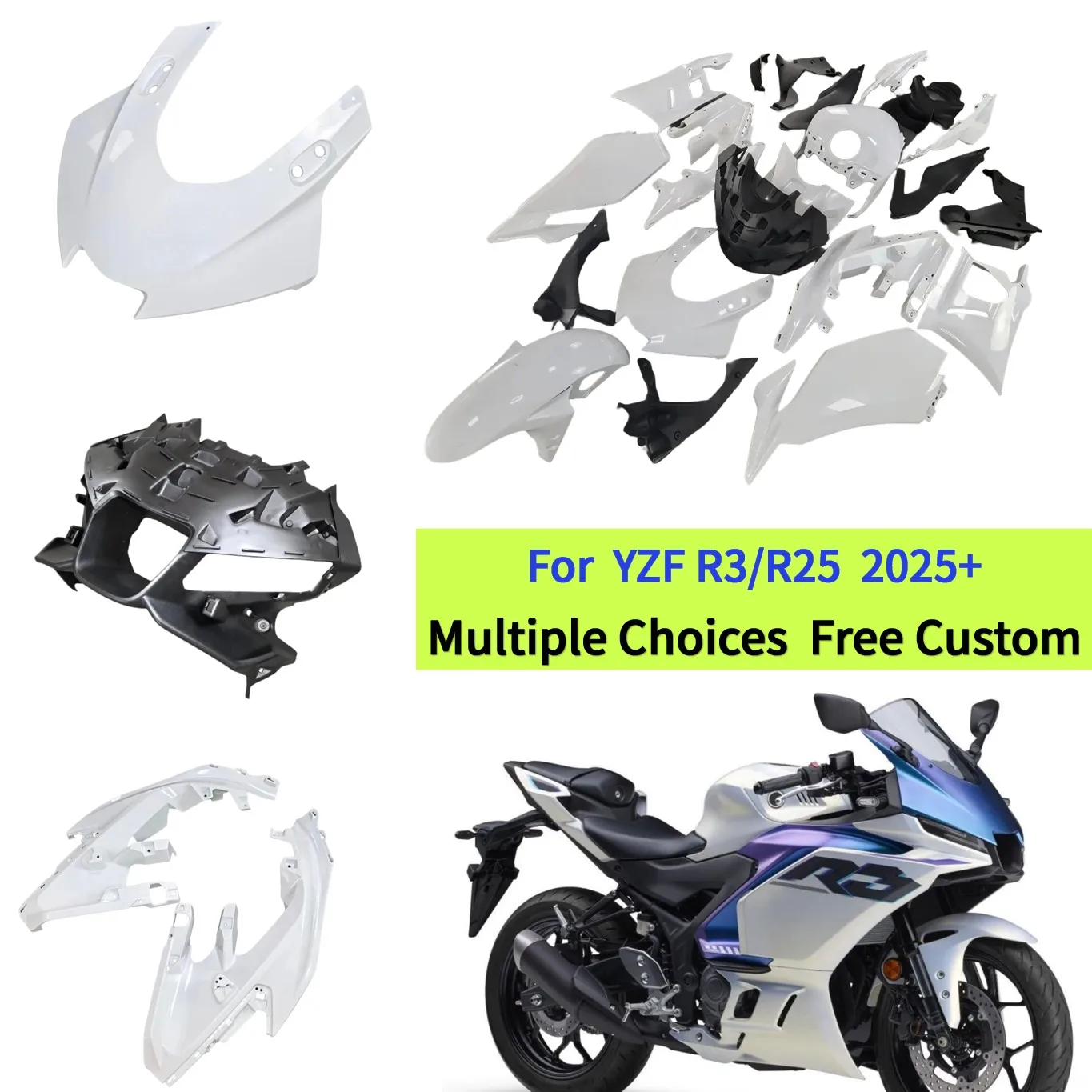 For Yamaha 2025 YZF-R3 Fairings Kit Motorcycle Plastic Bodywork Accessories New Condition Cowl set
For Yamaha 2025 YZF-R3 Fairings Kit Motorcycle Plastic Bodywork Accessories New Condition Cowl set