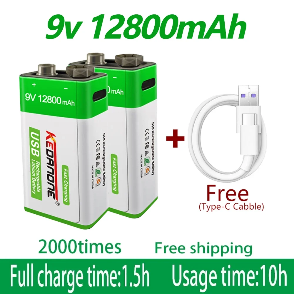 New 9V 12800mAh Li-ion Rechargeable Battery Micro USB Batteries 9 V Lithium for Multimeter Microphone Toy Remote Control KTV Use
New 9V 12800mAh Li-ion Rechargeable Battery Micro USB Batteries 9 V Lithium for Multimeter Microphone Toy Remote Control KTV Use
