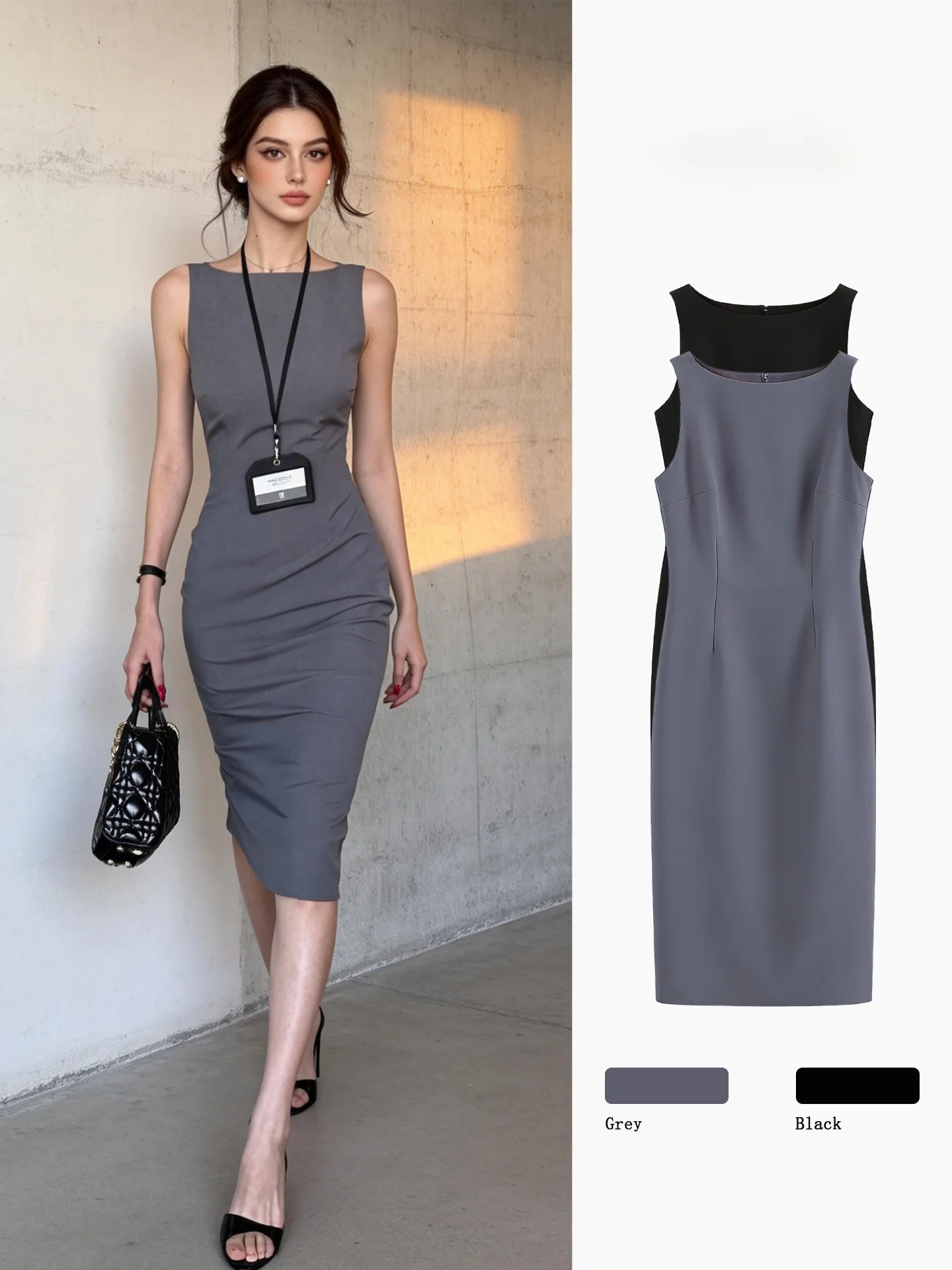 Gray Sleeveless Dress Women's Summer New High Intelligence Sensation Commute Slimming Mid-Length A-Line Skirt Business Dress
Gray Sleeveless Dress Women's Summer New High Intelligence Sensation Commute Slimming Mid-Length A-Line Skirt Business Dress