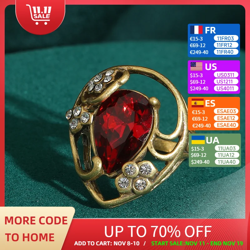 Vintage Jewelry Red Crystal Rings Stone For Women Black Rhinestones Luxury Designer Antique Accessories St Valentine Day Gift
Vintage Jewelry Red Crystal Rings Stone For Women Black Rhinestones Luxury Designer Antique Accessories St Valentine Day Gift