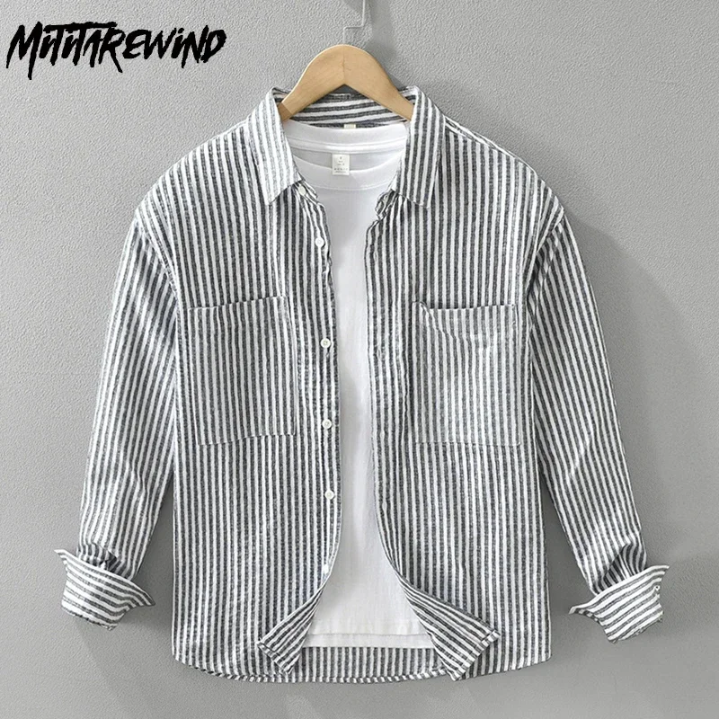Harajuku винтажная полосатая рубашка с длинным рукавом мужские весенне-осенние повседневные рубашки с лацканами и двойным карманом дизайнерские рубашки литературные топы
Harajuku винтажная полосатая рубашка с длинным рукавом мужские весенне-осенние повседневные рубашки с лацканами и двойным карманом дизайнерские рубашки литературные топы