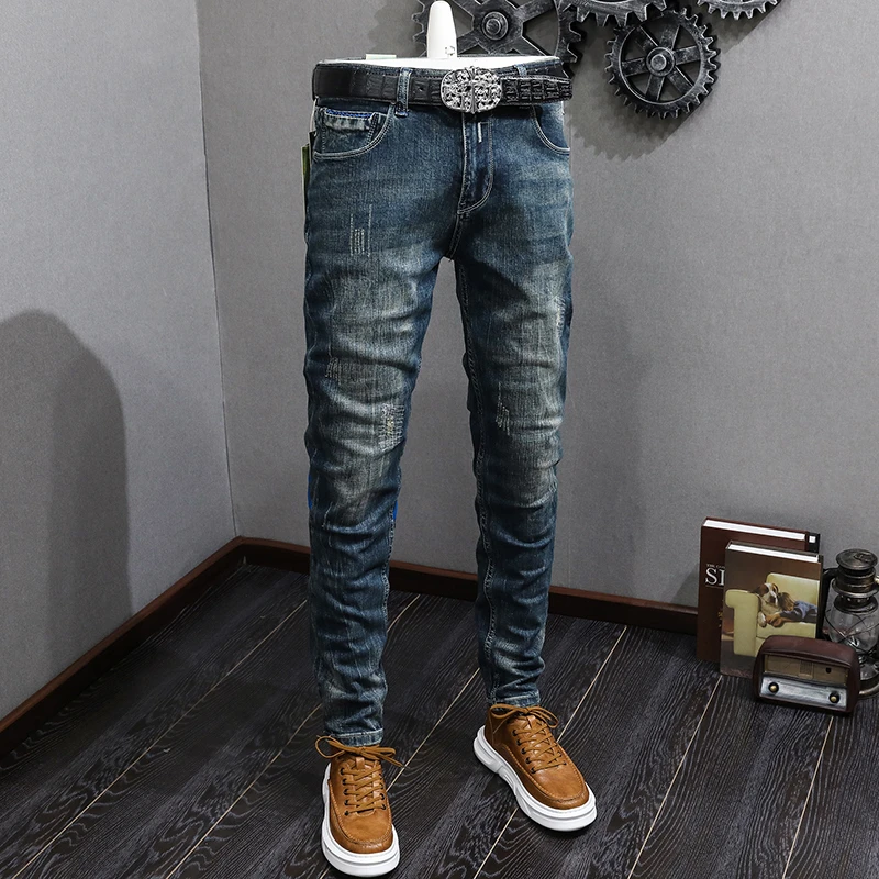JXN805 Tide washed trousers stretch grinding white dark blue jeans men's Slim high quality European
JXN805 Tide washed trousers stretch grinding white dark blue jeans men's Slim high quality European
