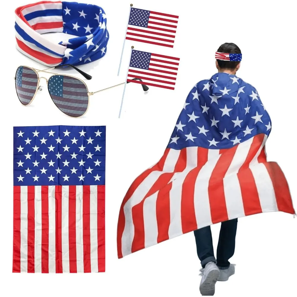 American Flag Cape Costume USA Patriotic Accessories Olympic Sports Cheering 4th of July Outfit 250th Anniversary Apparel Wigs
American Flag Cape Costume USA Patriotic Accessories Olympic Sports Cheering 4th of July Outfit 250th Anniversary Apparel Wigs