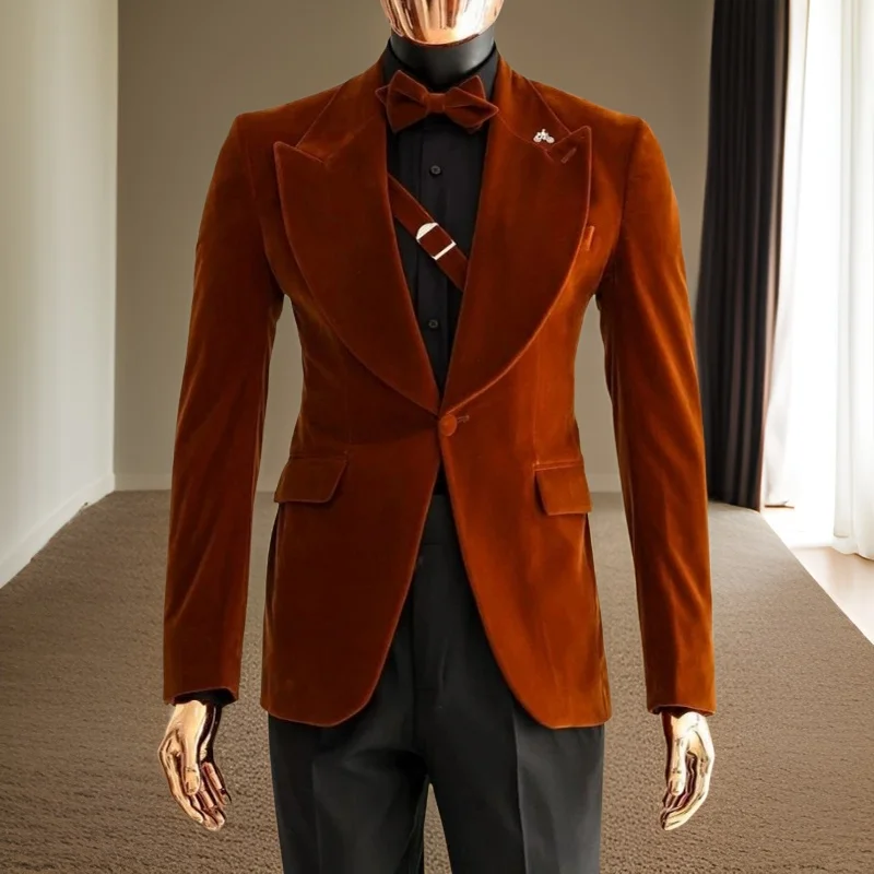 2 Piece Groom Tuxedo Wedding Party Velvet Smoking Jacket Slim Fit Men Suit Custom Made Fashion Costume Blazer Pants 2024
2 Piece Groom Tuxedo Wedding Party Velvet Smoking Jacket Slim Fit Men Suit Custom Made Fashion Costume Blazer Pants 2024
