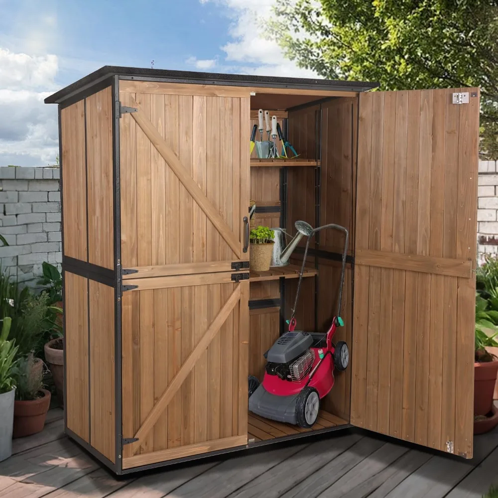 Storage Shed, Outdoor Storage Cabinet, Metal Frame Structure, Adjustable Shelves, Bicycle Storage and Tool Cabinet
Storage Shed, Outdoor Storage Cabinet, Metal Frame Structure, Adjustable Shelves, Bicycle Storage and Tool Cabinet