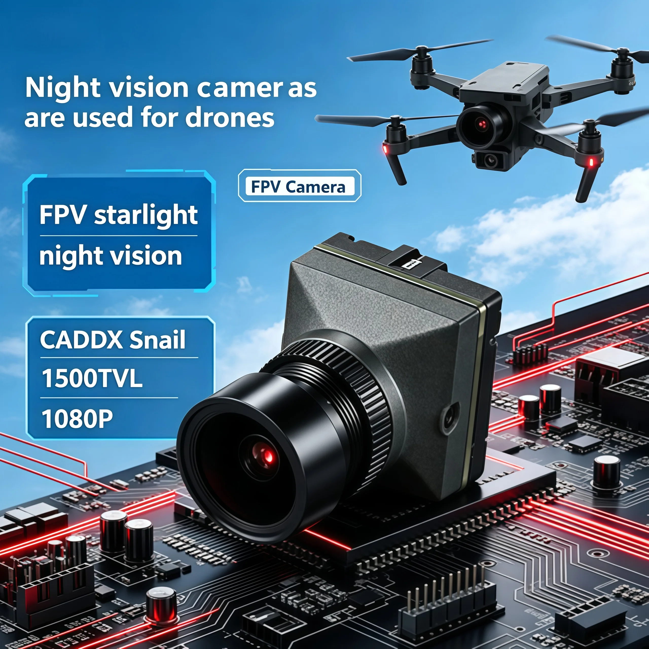 1500TVL HD CADDX Snail FPV Camera High Definition Starlight Night Vision Wide Dynamic Lens for RC Racing Crossing Drone UAV
1500TVL HD CADDX Snail FPV Camera High Definition Starlight Night Vision Wide Dynamic Lens for RC Racing Crossing Drone UAV