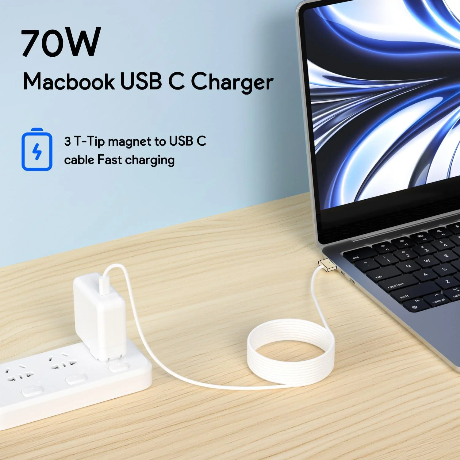 70W USB-C Magnetic Charger, 3rd Gen, Compatible with MacBook Air/Pro M-Series (2021 & Later, A2743)
70W USB-C Magnetic Charger, 3rd Gen, Compatible with MacBook Air/Pro M-Series (2021 & Later, A2743)