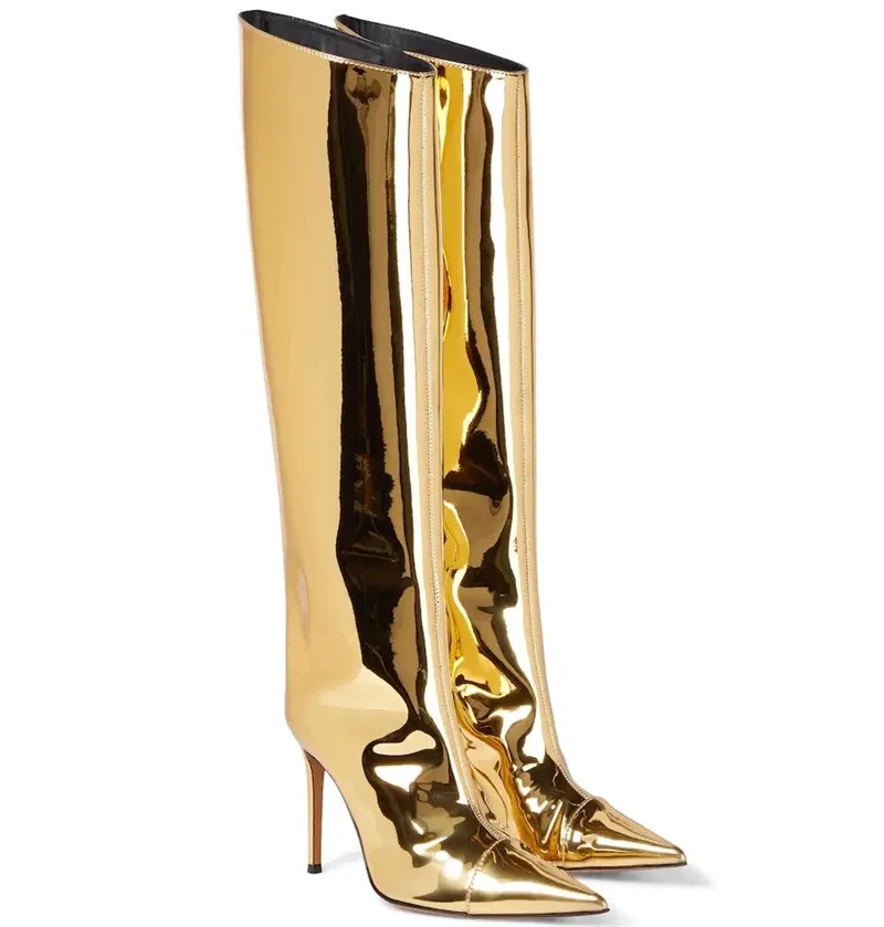 Fashion Design Autumn Stiletto High Heels Patent Leather Silver Gold Women's Boots Side Zipper Thigh High Boots
Fashion Design Autumn Stiletto High Heels Patent Leather Silver Gold Women's Boots Side Zipper Thigh High Boots