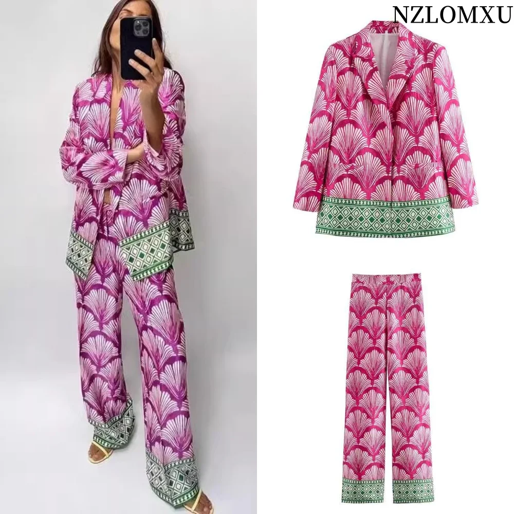 Women Fashion Spring Autumn New 2pc Long Sleeve Splicing Printed Suit Jacket Chic Female High Waist Pants Two-piece Set
Women Fashion Spring Autumn New 2pc Long Sleeve Splicing Printed Suit Jacket Chic Female High Waist Pants Two-piece Set
