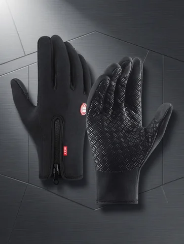 Winter Cycling Gloves Men Women Motorcycle Fleece Sport Zipper Autumn Touch Screen Warm Water-Repellent Windproof Non-slip Glove