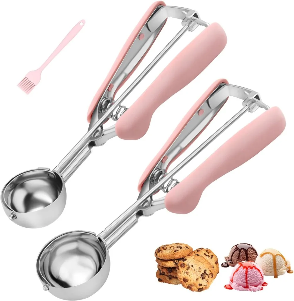 2-Piece Cookie Scoop Set – Stainless Steel with Pink Ergonomic Grip, Spring Release for Dough, Meatballs & Melon
2-Piece Cookie Scoop Set – Stainless Steel with Pink Ergonomic Grip, Spring Release for Dough, Meatballs & Melon