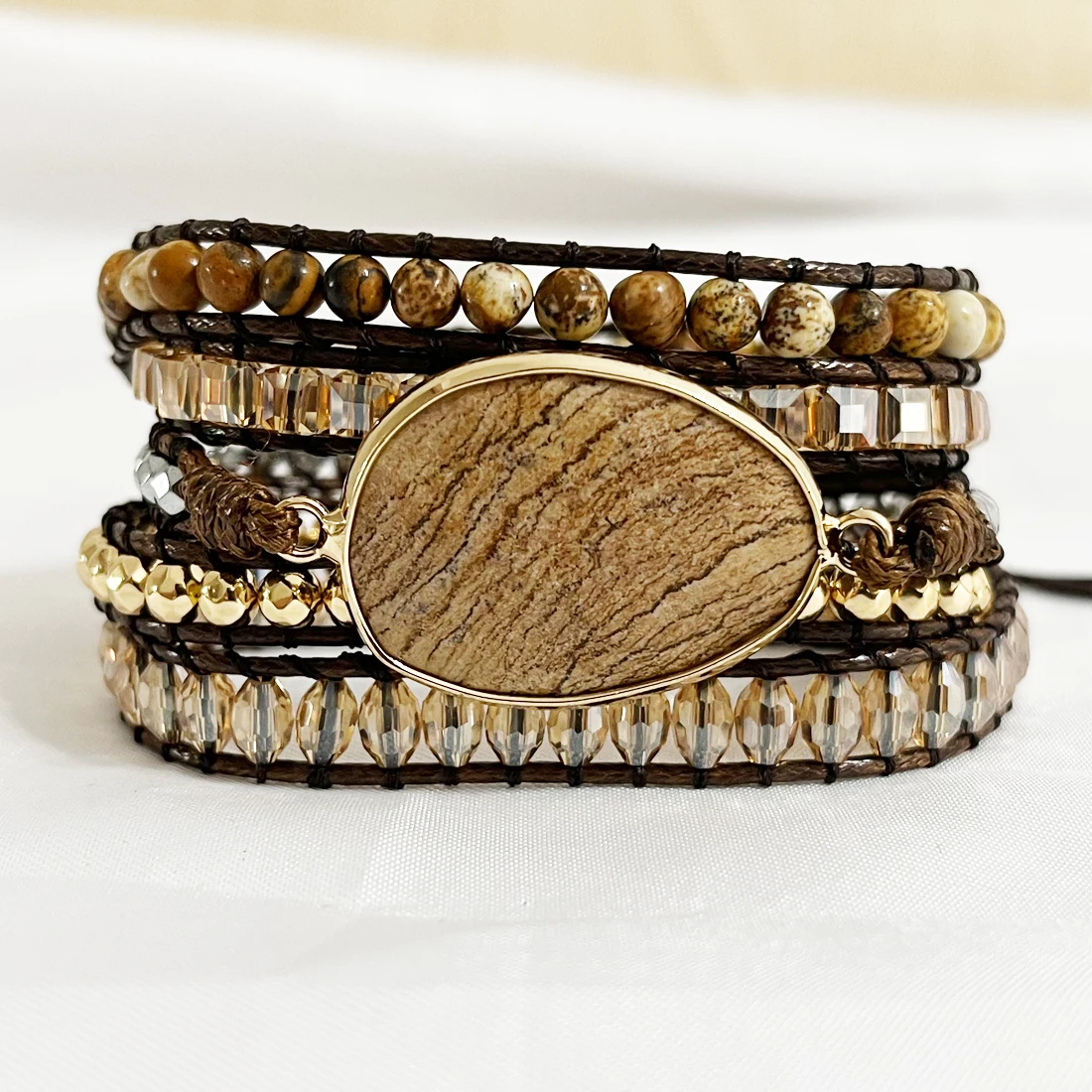 Picture Jasper Beads Natural Stone Crystal 5 Strands Woven Wrap Bracelets Bohemian Statement Bracelet Dropshipping
Picture Jasper Beads Natural Stone Crystal 5 Strands Woven Wrap Bracelets Bohemian Statement Bracelet Dropshipping