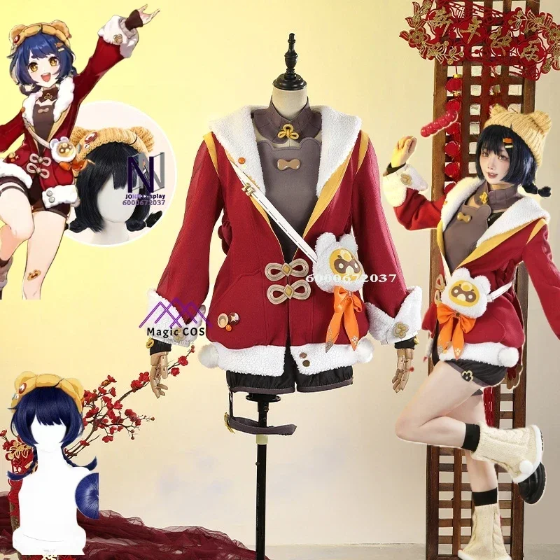 Genshin Impact Xiangling Cosplay Costume with Wig, Uniform & Suit: Hat, Hairpins, Bag - Full Set Halloween Role Play Accessories
Genshin Impact Xiangling Cosplay Costume with Wig, Uniform & Suit: Hat, Hairpins, Bag - Full Set Halloween Role Play Accessories