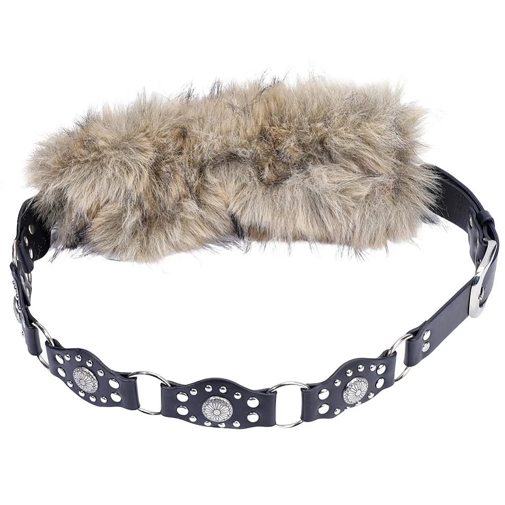 Fur PU Leather Chain Belts with Alloy Findings and Rivets Waist Belt for Shirt Dress Overcoat Black 1190x120mm
Fur PU Leather Chain Belts with Alloy Findings and Rivets Waist Belt for Shirt Dress Overcoat Black 1190x120mm