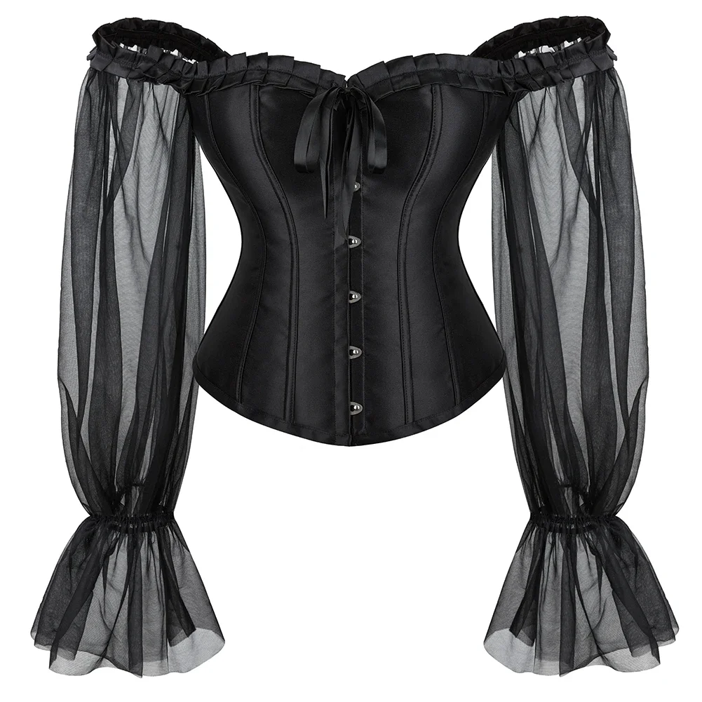 Black Sexy Gothic Bustier Top with Long Puff Sleeves Women Vintage Victorian Burlesque Off Shoulder Overbust Corset
Black Sexy Gothic Bustier Top with Long Puff Sleeves Women Vintage Victorian Burlesque Off Shoulder Overbust Corset