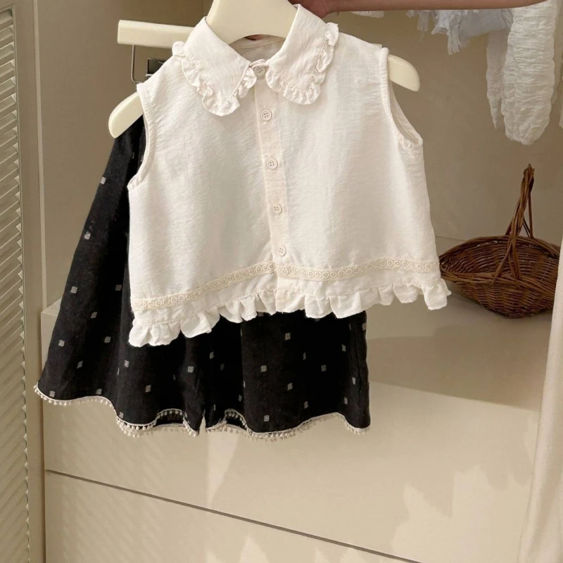 Girls Sleeveless Vest Shirt Wide Leg Pants Set Cute Ruffle Trim Breathable Soft Cotton Casual Loose Fit Outfit for Kids Daily
Girls Sleeveless Vest Shirt Wide Leg Pants Set Cute Ruffle Trim Breathable Soft Cotton Casual Loose Fit Outfit for Kids Daily