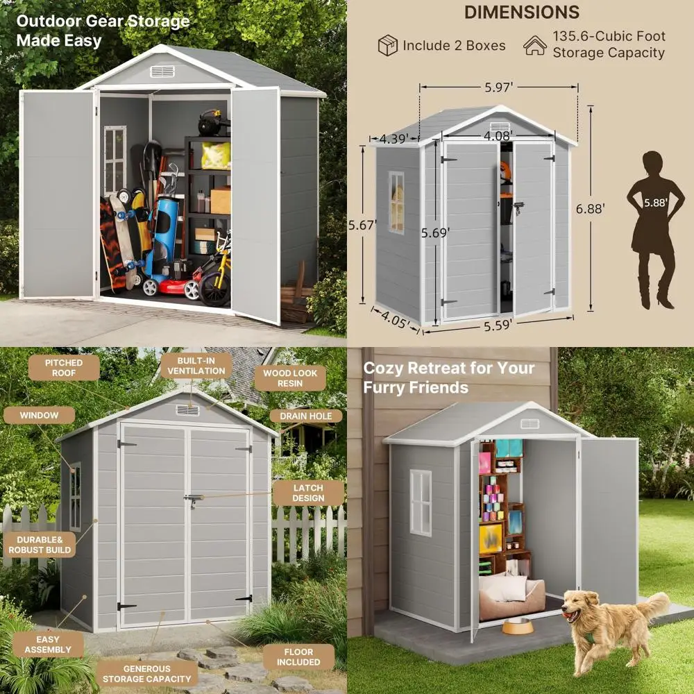 Устойчивый к атмосферным воздействиям пластиковый навес для улицы с напольной и запирающейся дверью — идеально подходит для хранения мебели для патио, садовых инструментов и сезонов
Устойчивый к атмосферным воздействиям пластиковый навес для улицы с напольной и запирающейся дверью — идеально подходит для хранения мебели для патио, садовых инструментов и сезонов