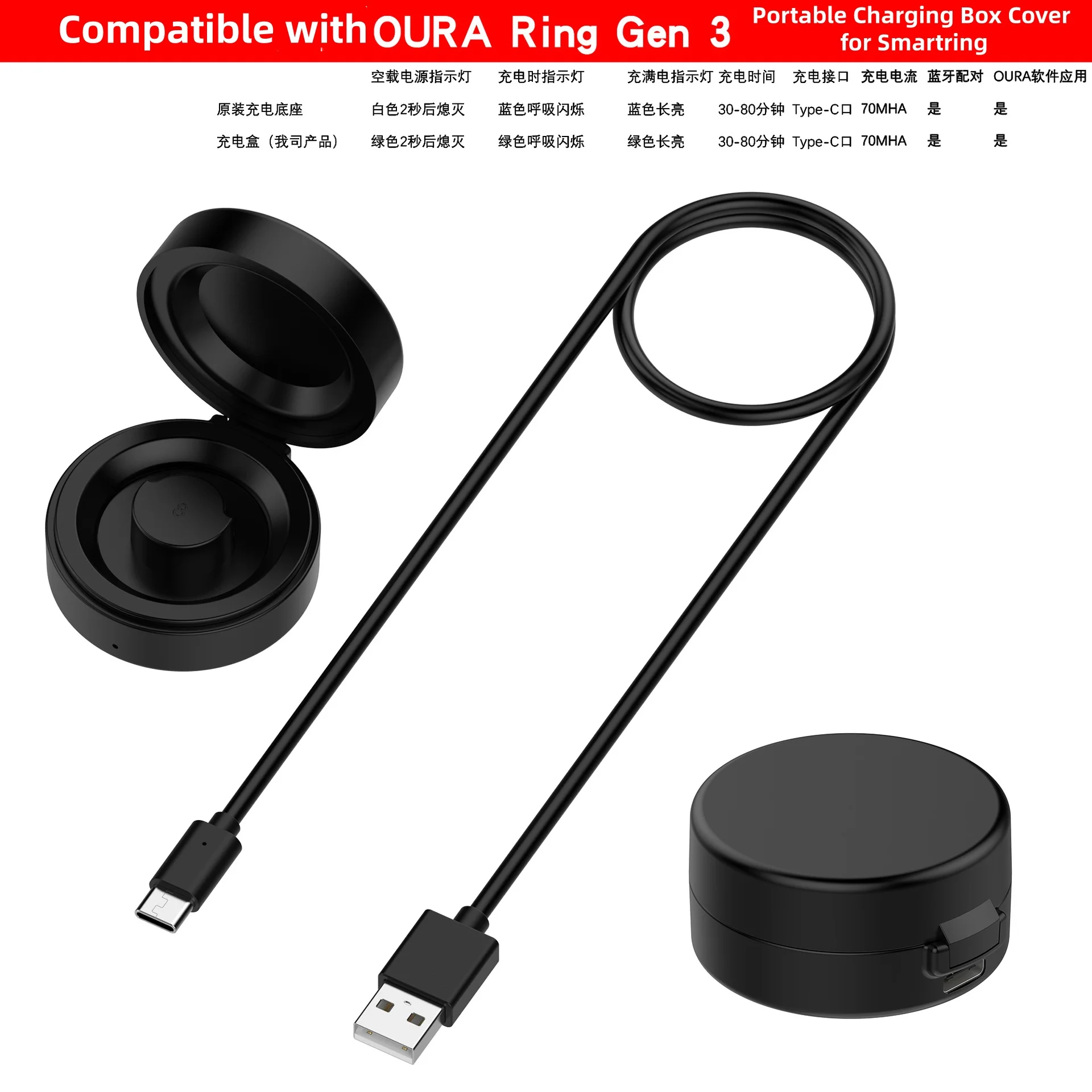 Case Cover for Oura Ring Gen3 Charger, Smart Ring Charging Case with PC Material, Portable Charging Box Cover for Smart Ring
Case Cover for Oura Ring Gen3 Charger, Smart Ring Charging Case with PC Material, Portable Charging Box Cover for Smart Ring