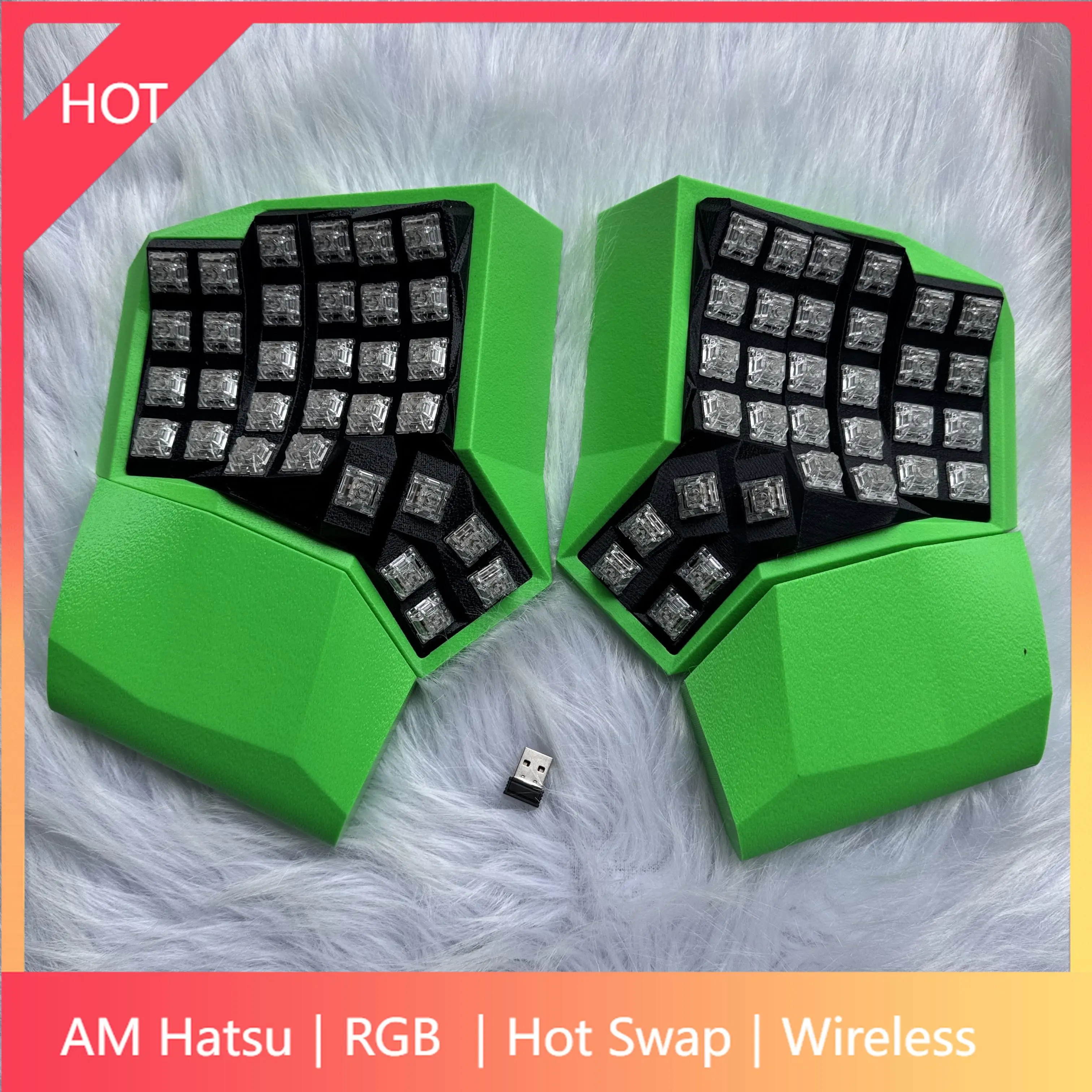 52/64key AM Hatsu Split Keyboard with Palm Pad Support Hotswap Kit Bluetooth Dual Mode Wireless RGB Separate Keyboard Ergonomics
52/64key AM Hatsu Split Keyboard with Palm Pad Support Hotswap Kit Bluetooth Dual Mode Wireless RGB Separate Keyboard Ergonomics