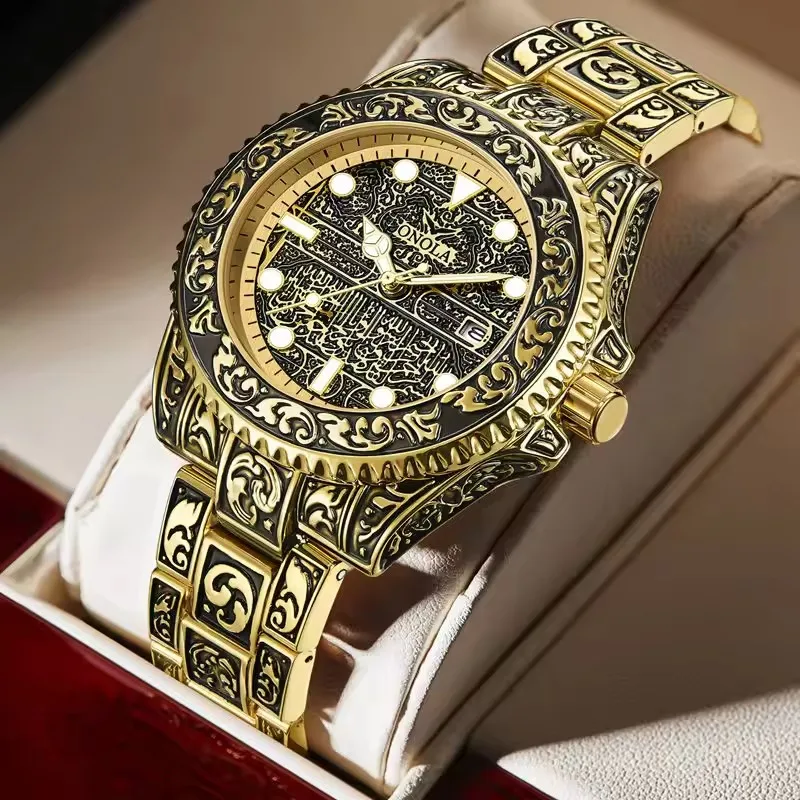 ONOLA 3830, кварцевые часы с резьбой в стиле ретро, мужские наручные часы, водонепроницаемые, модные, повседневные, золотые, классические, с календарем, водонепроницаемые мужские часы
ONOLA 3830, кварцевые часы с резьбой в стиле ретро, мужские наручные часы, водонепроницаемые, модные, повседневные, золотые, классические, с календарем, водонепроницаемые мужские часы