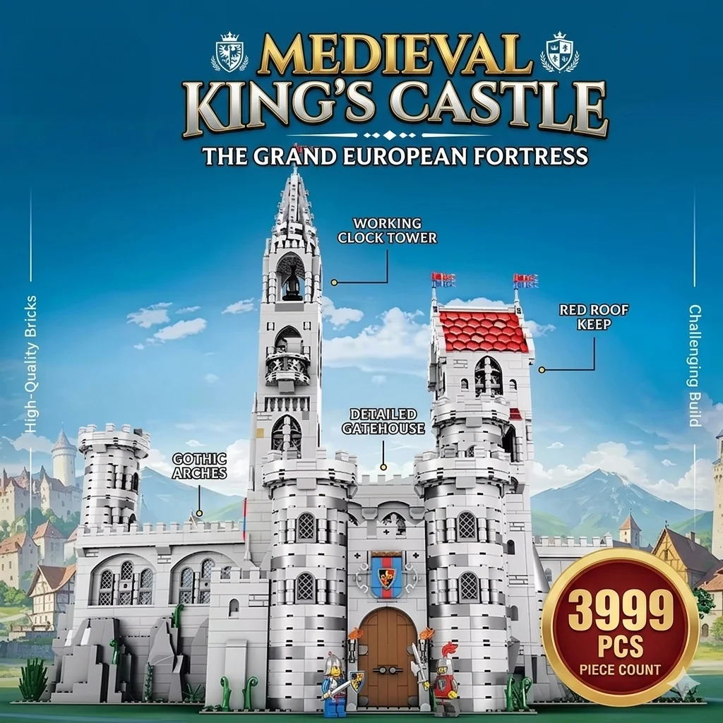 3999PCS MOC Creative King’s Castle Building Blocks Architecture Medieval Fortress Bricks Model Collection Toy Xmas Birthday Gift
3999PCS MOC Creative King’s Castle Building Blocks Architecture Medieval Fortress Bricks Model Collection Toy Xmas Birthday Gift