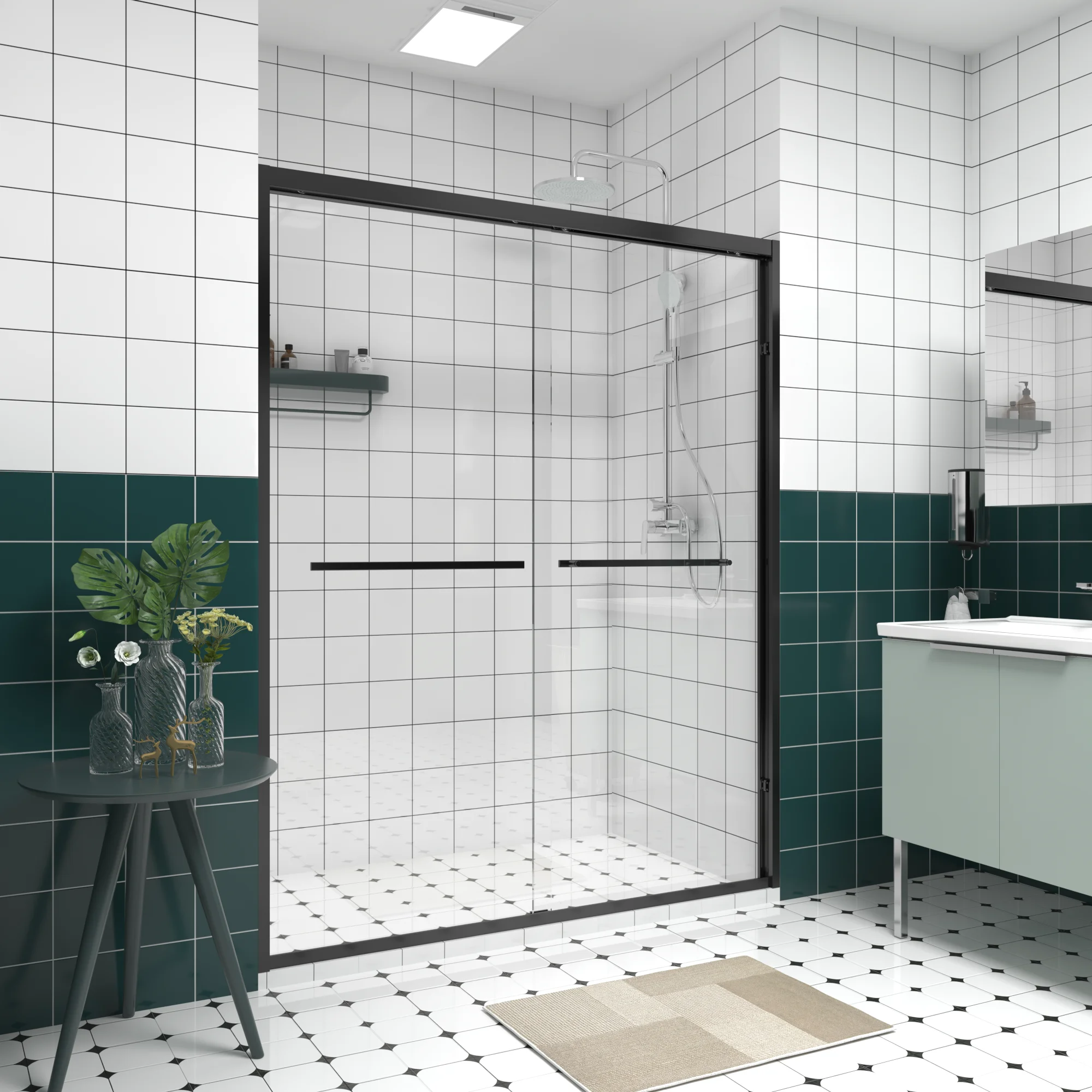 Двойная раздвижная душевая дверь с алюминиевой рамой 56-60 x 74 дюйма с прозрачным закаленным стеклом 1/4 дюйма (6 мм), черная фурнитура, байпасная душевая кабина
Двойная раздвижная душевая дверь с алюминиевой рамой 56-60 x 74 дюйма с прозрачным закаленным стеклом 1/4 дюйма (6 мм), черная фурнитура, байпасная душевая кабина