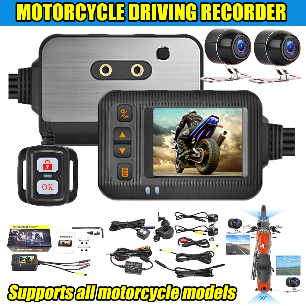 Motorcycle Dash Cam 2.0 Inch HD 1080P Motorcycle Front and Rear Dual-Lens Camera IP65 Waterproof Motorcycle Camera
Motorcycle Dash Cam 2.0 Inch HD 1080P Motorcycle Front and Rear Dual-Lens Camera IP65 Waterproof Motorcycle Camera