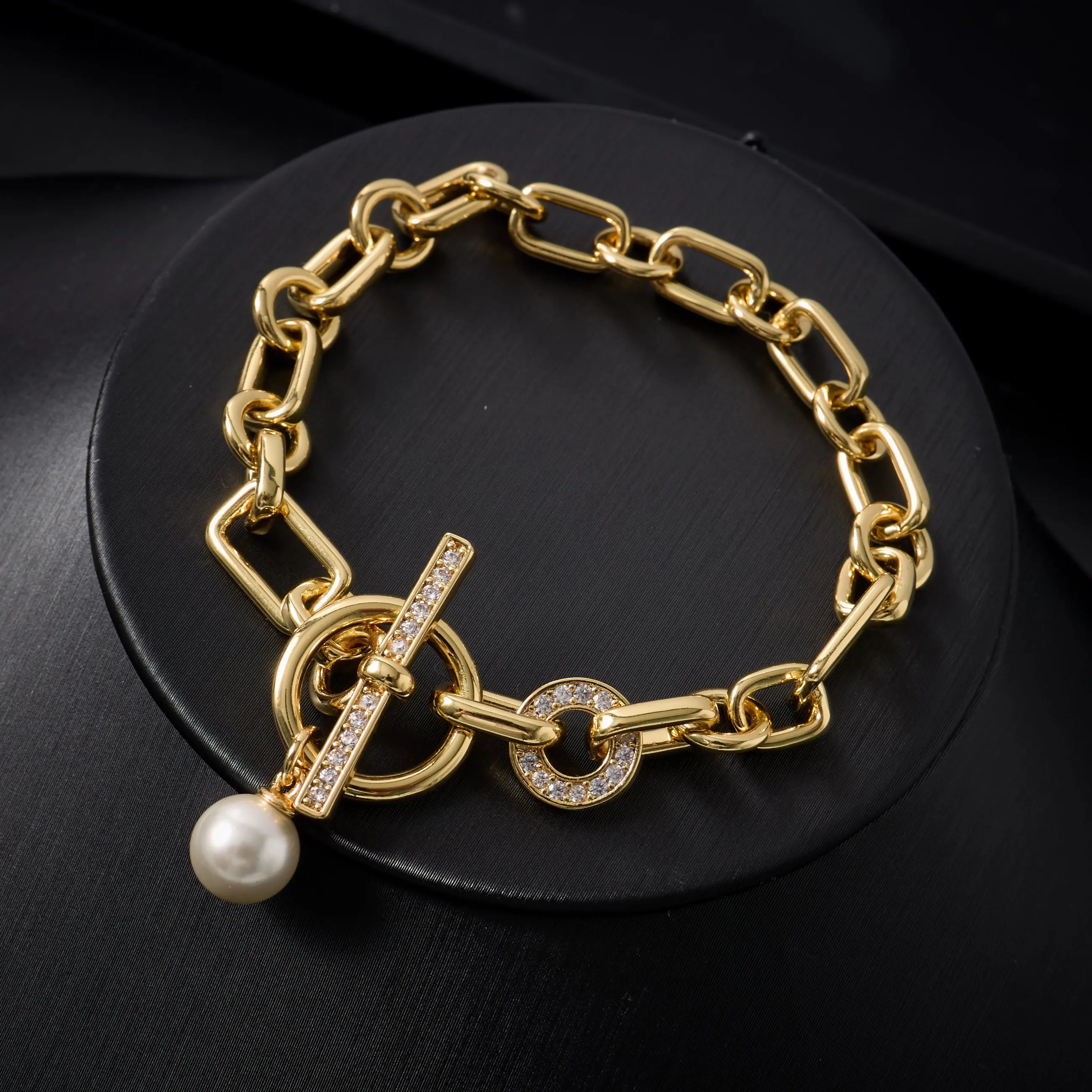 IN JEWELIFE 3Pcs Gold Plated Pearl Jewelry Set Toggle Clasp Necklace, Drop Earrings&Bracelet CZ Inlaid Paperclip Chain Jewelry
IN JEWELIFE 3Pcs Gold Plated Pearl Jewelry Set Toggle Clasp Necklace, Drop Earrings&Bracelet CZ Inlaid Paperclip Chain Jewelry