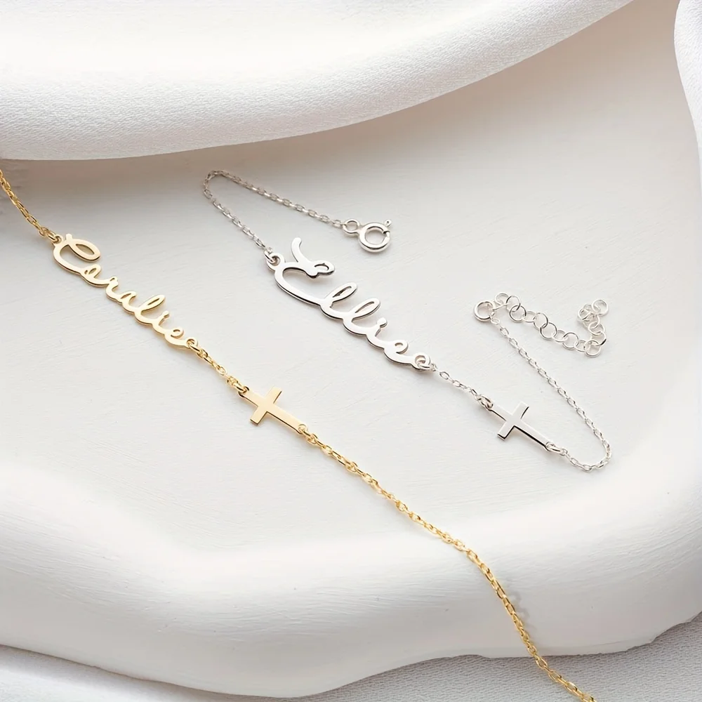 Customized Women'S Fashion Bracelets Simple Cross Bracelet Personalized Jewelry with English Names for Women Girls
Customized Women'S Fashion Bracelets Simple Cross Bracelet Personalized Jewelry with English Names for Women Girls