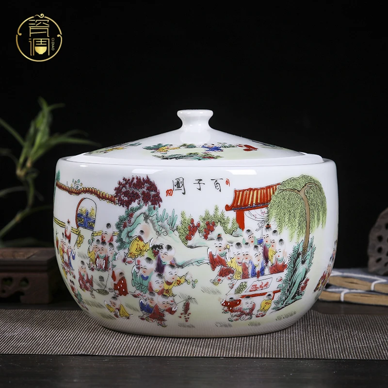 Storage tank ceramic underglaze color desktop ornament High temperature resistant sealing Moisture-proof and insect-proof bucket
Storage tank ceramic underglaze color desktop ornament High temperature resistant sealing Moisture-proof and insect-proof bucket