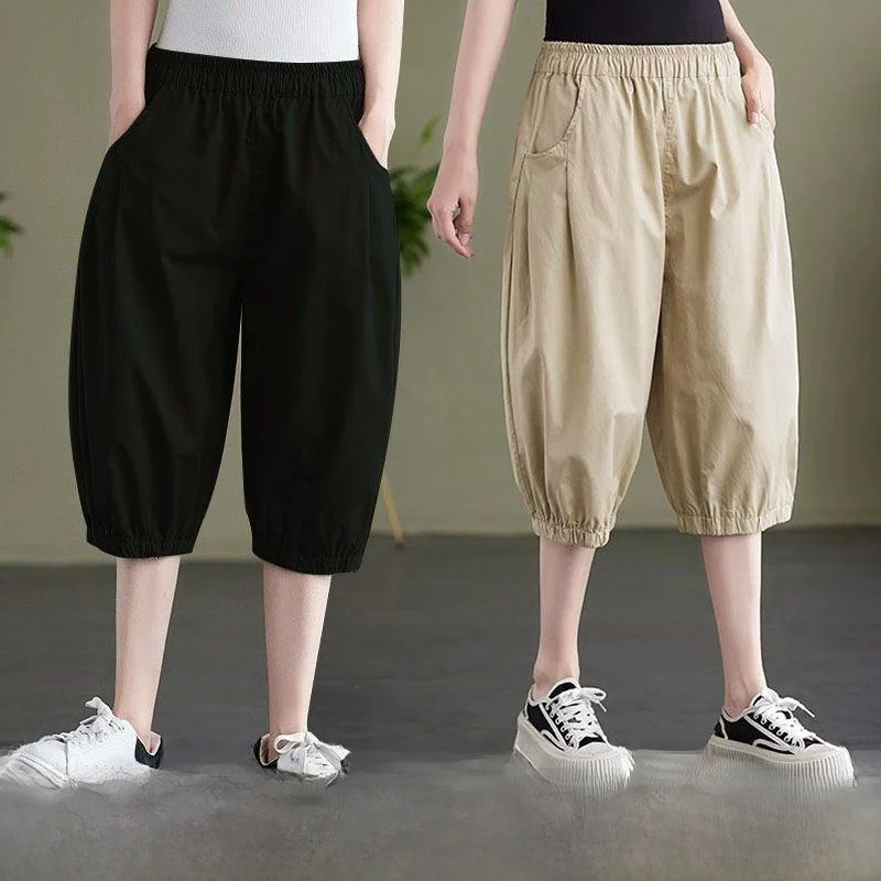 High Waist Wide Leg Short Pants Women's Summer Thin Pure Color Slimming Elastic Waist Five-Quarter Length Casual Trousers
High Waist Wide Leg Short Pants Women's Summer Thin Pure Color Slimming Elastic Waist Five-Quarter Length Casual Trousers