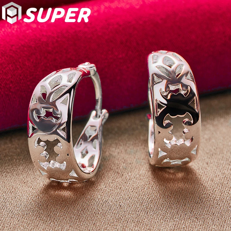925 Sterling Silver Geometric Hollow Hoop Earring For Woman Charm Engagement Party Wedding Party Jewelry Gift
925 Sterling Silver Geometric Hollow Hoop Earring For Woman Charm Engagement Party Wedding Party Jewelry Gift