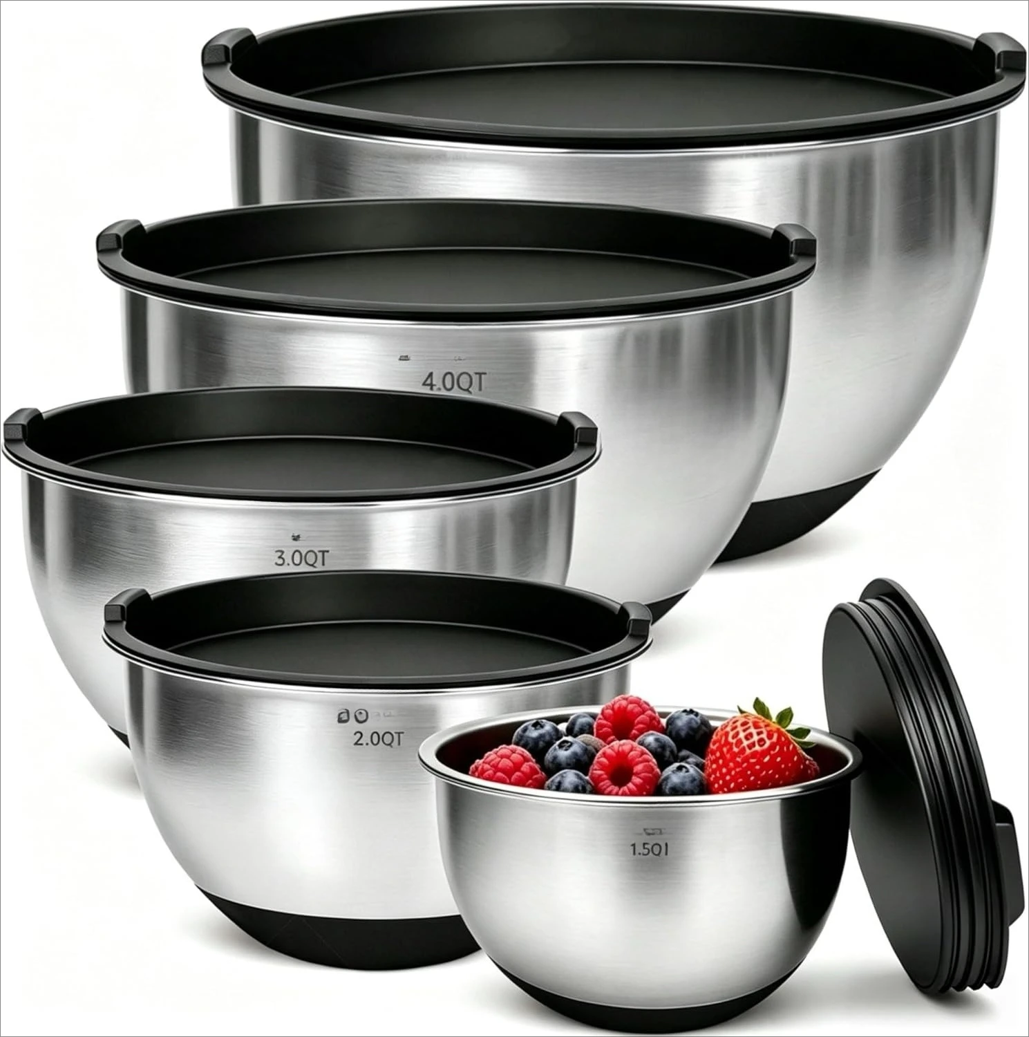 Premium Mixing Bowls with Airtight Lids Set, 22Pcs Thicker Stainless Steel Mixing Bowl Set, Large Prep Metal Bowls,
Premium Mixing Bowls with Airtight Lids Set, 22Pcs Thicker Stainless Steel Mixing Bowl Set, Large Prep Metal Bowls,