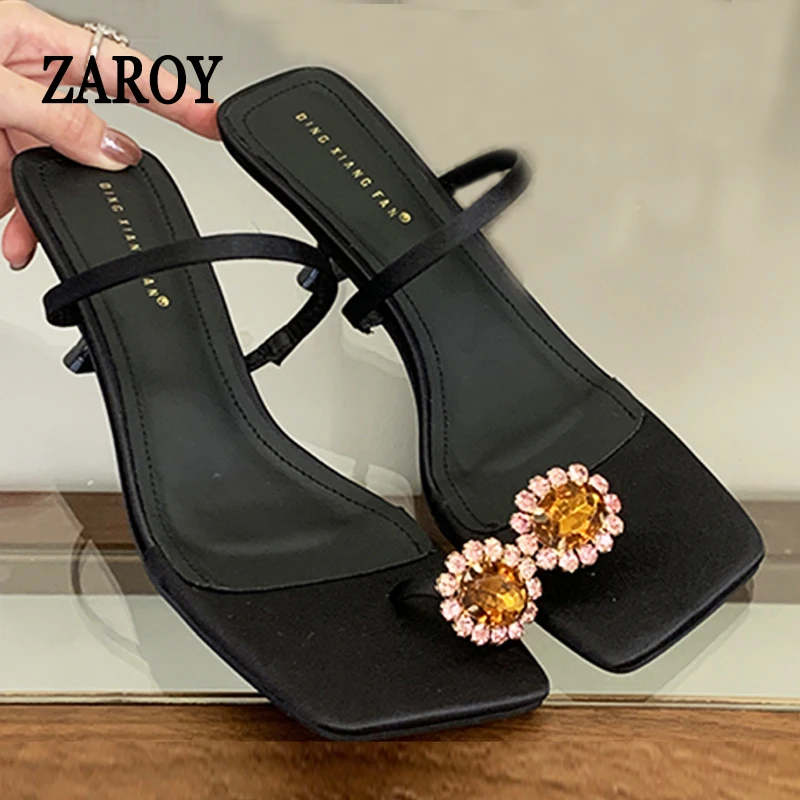 ZAROY Luxury Rhinestone Women Sandals Slippers Summer Open Toe Kitten Heel Narrow Band Designer Brand Banquet Wedding Sandalias
ZAROY Luxury Rhinestone Women Sandals Slippers Summer Open Toe Kitten Heel Narrow Band Designer Brand Banquet Wedding Sandalias