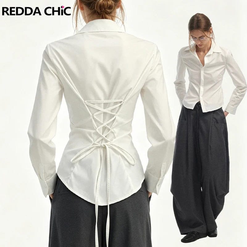 REDDACHiC Office School Fitted Shirt White Ribbed Lace Up Cinched Button Front Casual Blouse Top JK School Sexy Women Clothes
REDDACHiC Office School Fitted Shirt White Ribbed Lace Up Cinched Button Front Casual Blouse Top JK School Sexy Women Clothes