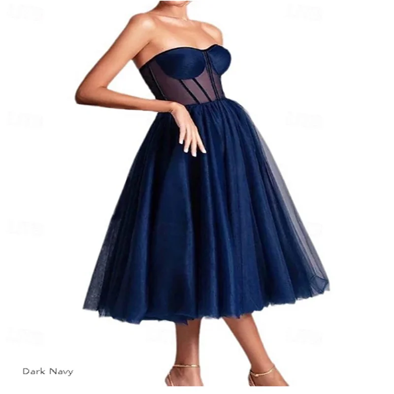 A-Line Prom Dresses Party Dress Evening Party Cocktail Party Tea Length Sleeveless Sweetheart Tulle with Ruched 2025 Customized
A-Line Prom Dresses Party Dress Evening Party Cocktail Party Tea Length Sleeveless Sweetheart Tulle with Ruched 2025 Customized