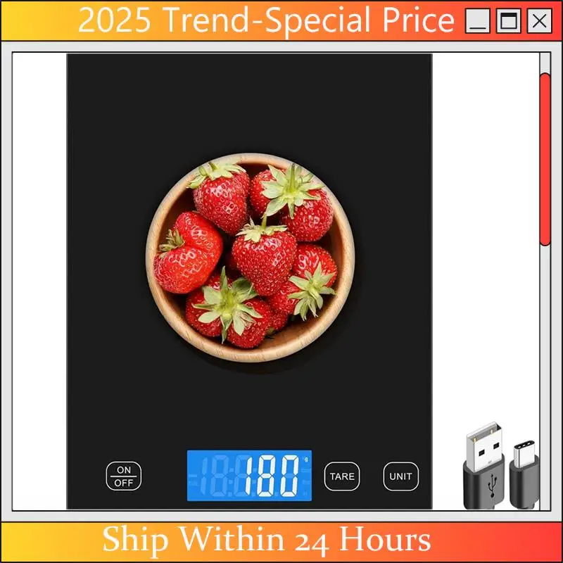 The New Food Scales 33Lb/15Kg Digital Kitchen Scale Grams And Ounces For Cooking Baking Rechargeable Electronic Scale
The New Food Scales 33Lb/15Kg Digital Kitchen Scale Grams And Ounces For Cooking Baking Rechargeable Electronic Scale