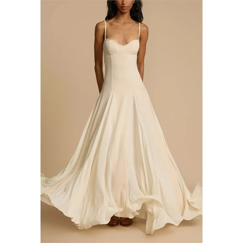 Women's Casual Vacation Pleated Long Dress Fashion Solid Color Boho Slim Dress Summer New Suspender Sleeveless Big Swing Dresses
Women's Casual Vacation Pleated Long Dress Fashion Solid Color Boho Slim Dress Summer New Suspender Sleeveless Big Swing Dresses
