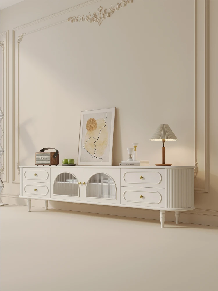 French TV cabinet coffee table combination living room light luxury Changhong glass high foot cream wind solid wood paint TV cab
French TV cabinet coffee table combination living room light luxury Changhong glass high foot cream wind solid wood paint TV cab