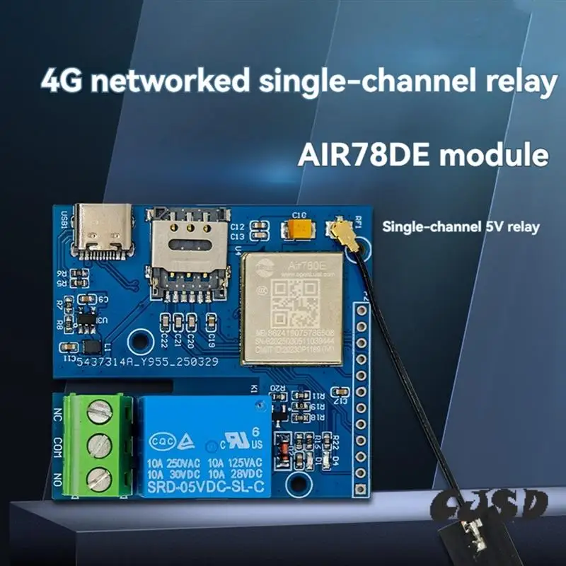 Модуль управления одним релейным реле CJSD-Iot 4G с AIR780E, поддерживает источник питания типа C
Модуль управления одним релейным реле CJSD-Iot 4G с AIR780E, поддерживает источник питания типа C