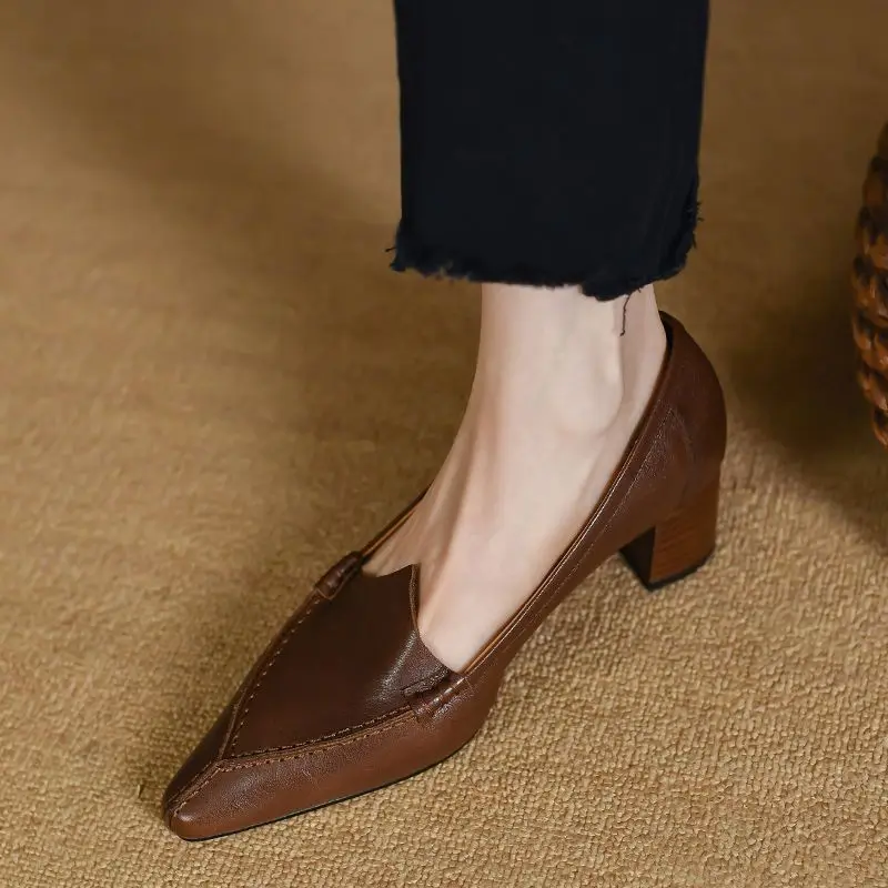 Spring Autumn Lady Vintage Pumps Slip On Daliy Shoes Thick Heels Women Cowhide Shoes On Heel 5 CM French Style Cozy Med Heels
Spring Autumn Lady Vintage Pumps Slip On Daliy Shoes Thick Heels Women Cowhide Shoes On Heel 5 CM French Style Cozy Med Heels