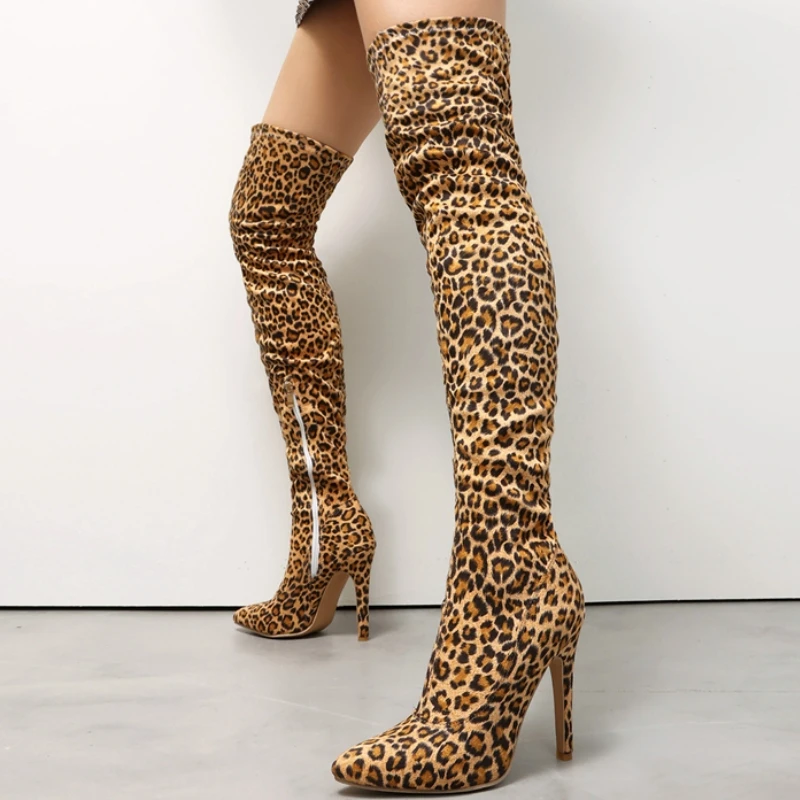 Sexy Leopard Women's Thigh High Boots Autumn Winter Super High Heels Over-the-knee Boot Long Dance Party Shoe Lady Large Size 48
Sexy Leopard Women's Thigh High Boots Autumn Winter Super High Heels Over-the-knee Boot Long Dance Party Shoe Lady Large Size 48