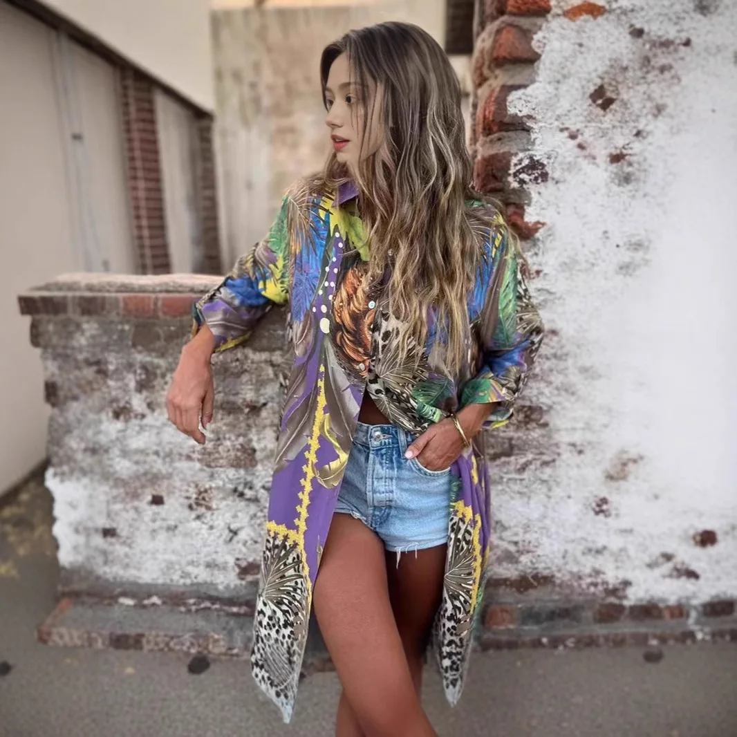 New Fashion Animal Print Shirt Dresses Ladies Casual Shirt Blouse Ladies Button-down Long Shirt Cardigan 2025 Spring and Autumn
New Fashion Animal Print Shirt Dresses Ladies Casual Shirt Blouse Ladies Button-down Long Shirt Cardigan 2025 Spring and Autumn