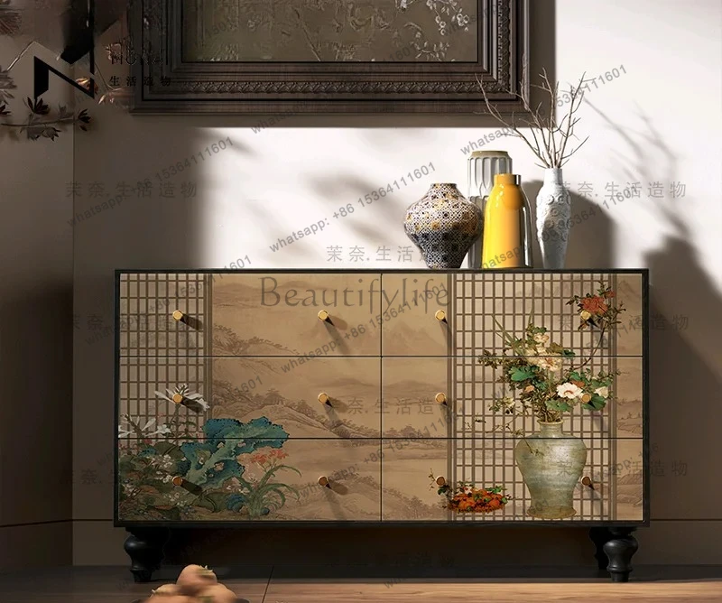 New Chinese style six-chest chest bedroom bedside storage locker solid wood dresser
New Chinese style six-chest chest bedroom bedside storage locker solid wood dresser