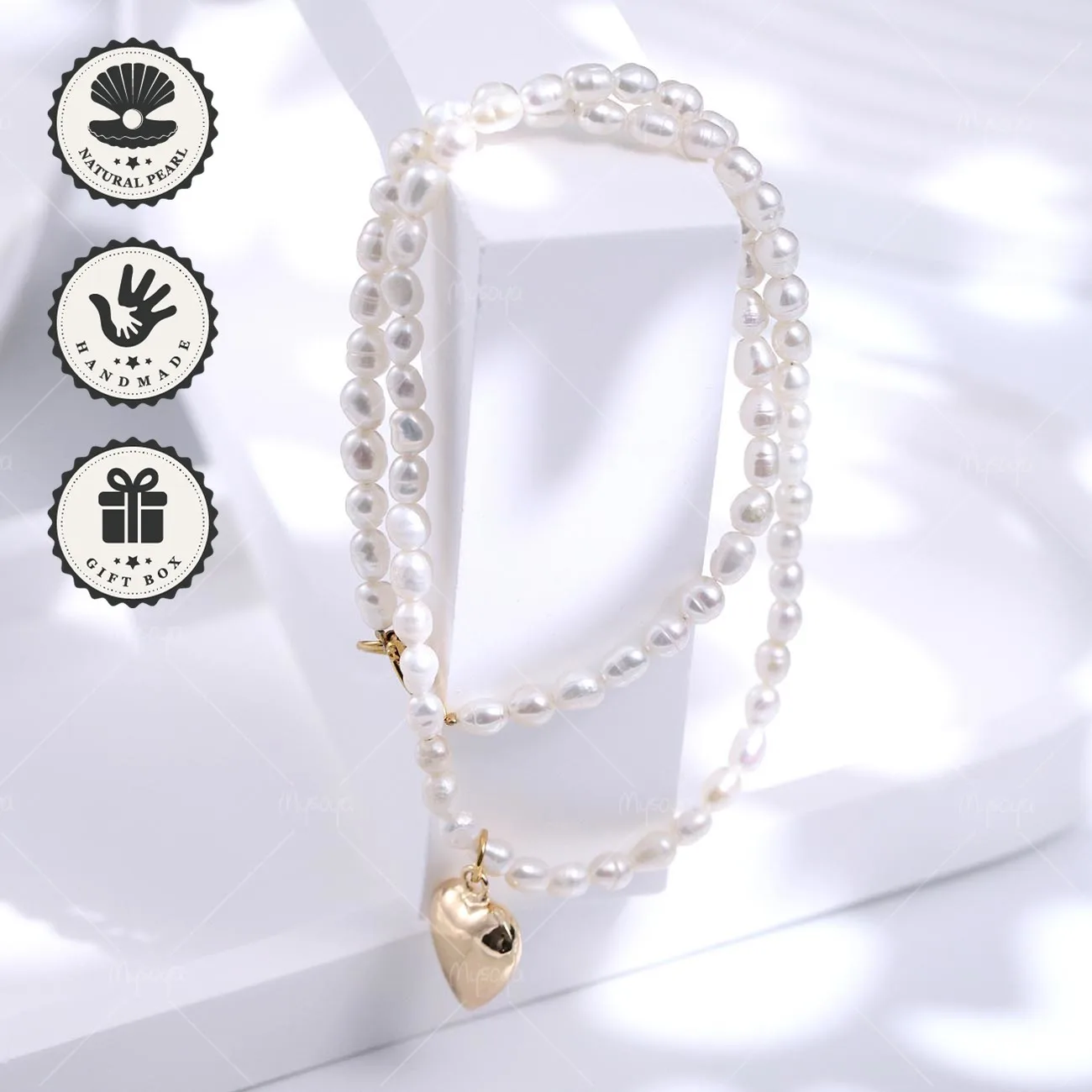 Mysoya White Rice Baroque Freshwater Pearl Necklace 4–5mm Golden Heart Pendant With Gift Box Valentine’s Day Birthday Gift
Mysoya White Rice Baroque Freshwater Pearl Necklace 4–5mm Golden Heart Pendant With Gift Box Valentine’s Day Birthday Gift